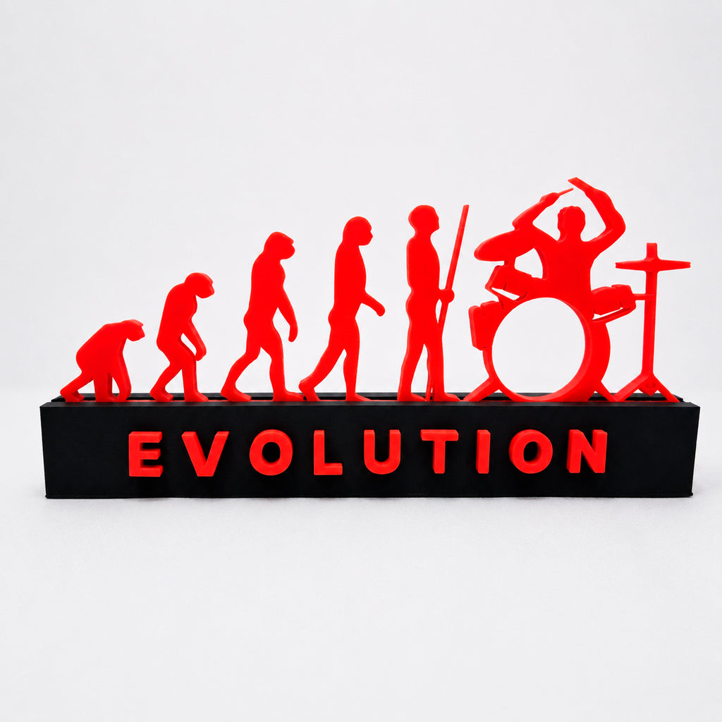 Placa Decorativa 3D Evolution - Evolução do Baterista