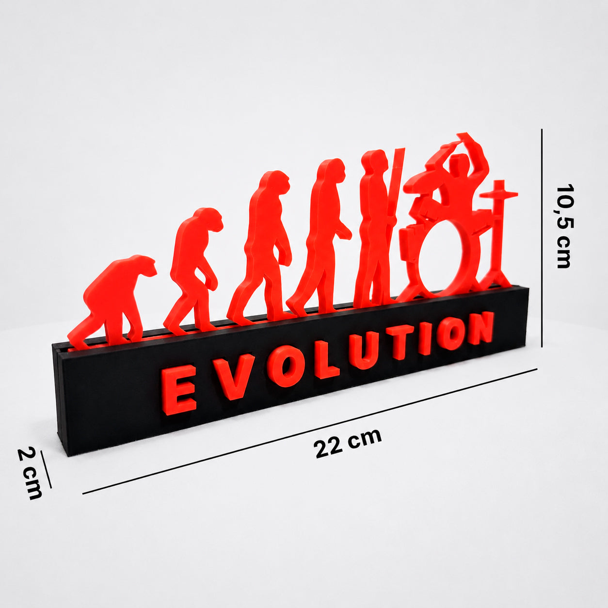 Placa Decorativa 3D Evolution - Evolução do Baterista