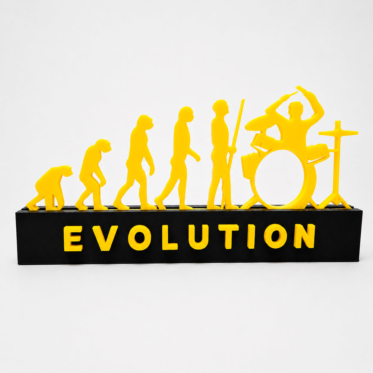 Placa Decorativa 3D Evolution - Evolução do Baterista